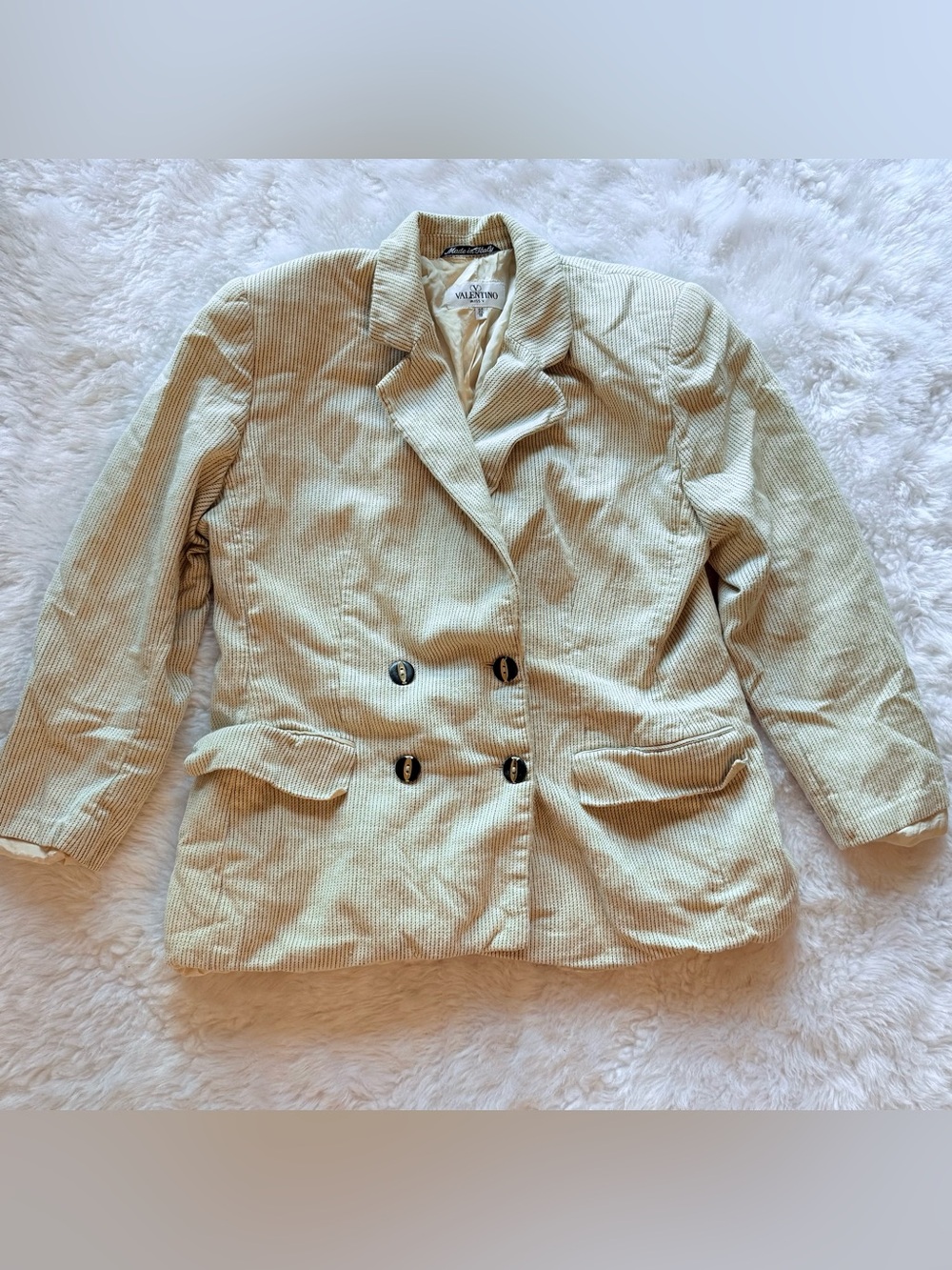 vintage Valentino Miss V blazer cream corduroy fabric with pinstripe design